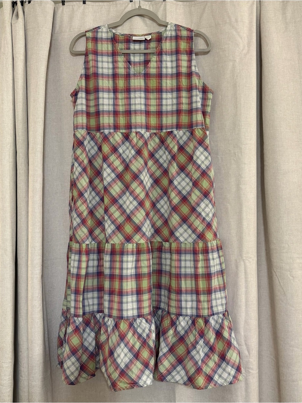 The Vermont Country Store Plaid Sleeveless Cotton Dress